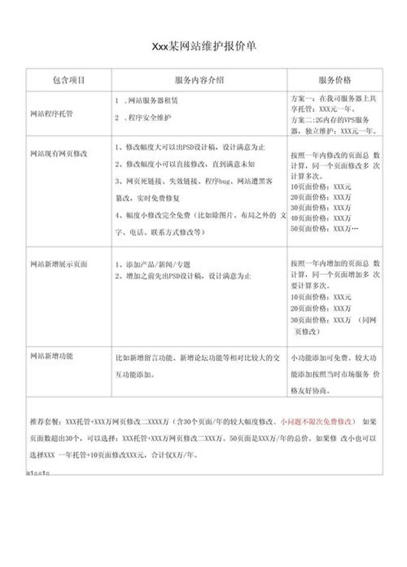 网站改版报价